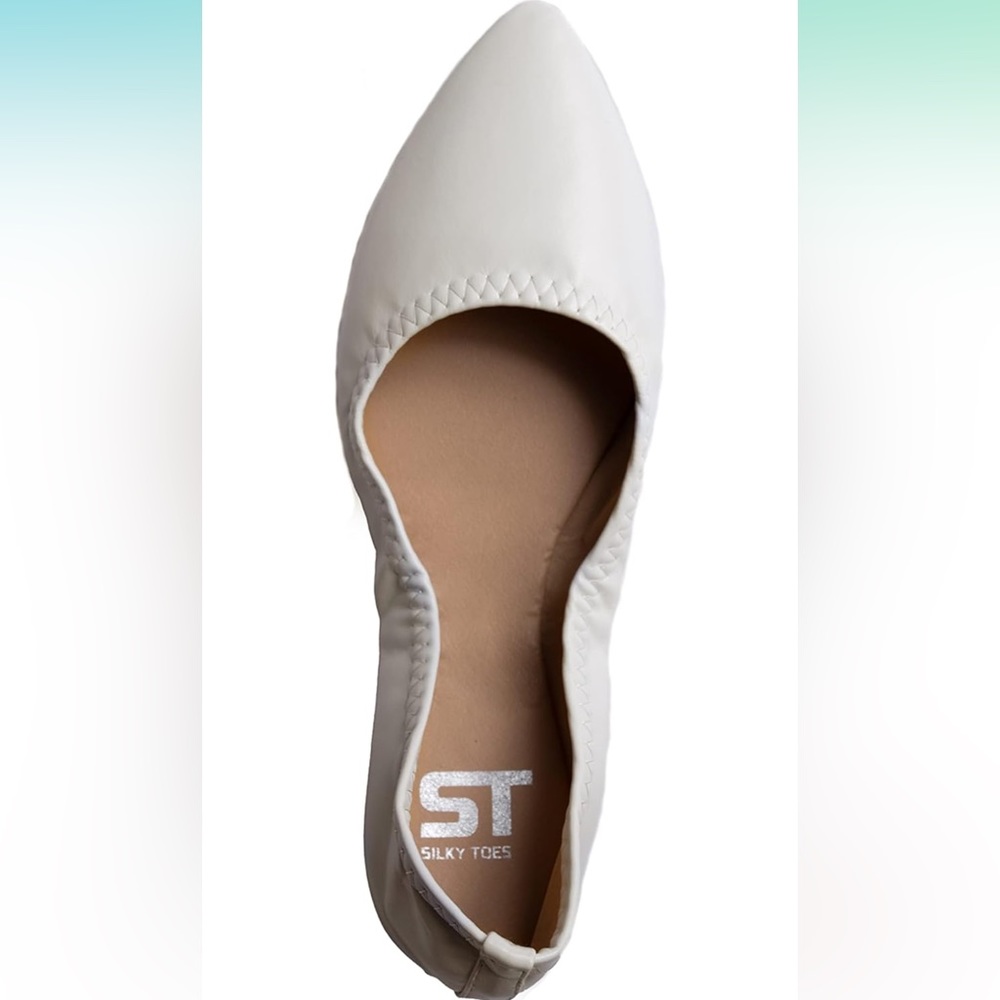 NWT Silky Toes Foldable Ballet Flats Shoes White Size 6 - Picture 3 of 12